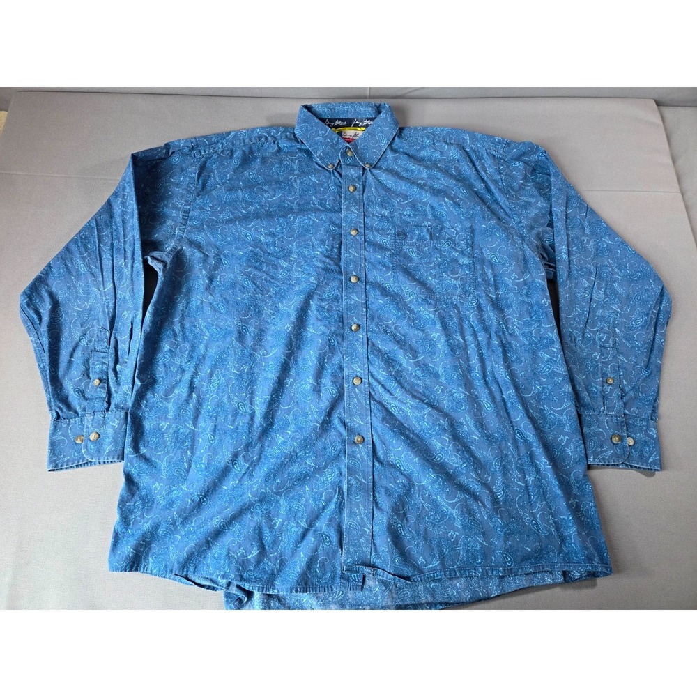 Wrangler Shirt Mens Extra Large Blue Paisley George Straight Cowboy Cut Western